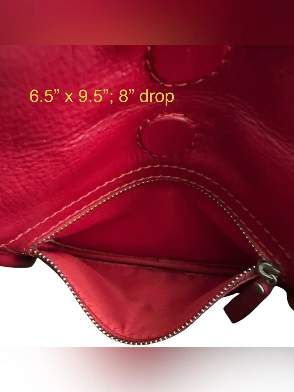 ili New York Red Genuine Leather Shoulder Bag Zip Pocket Baguette Purse